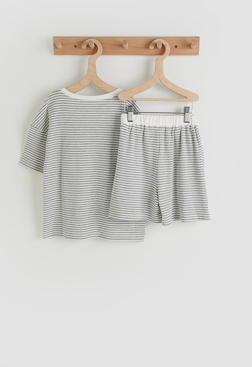 Pop Candy - Striped tee & shorts - light grey
