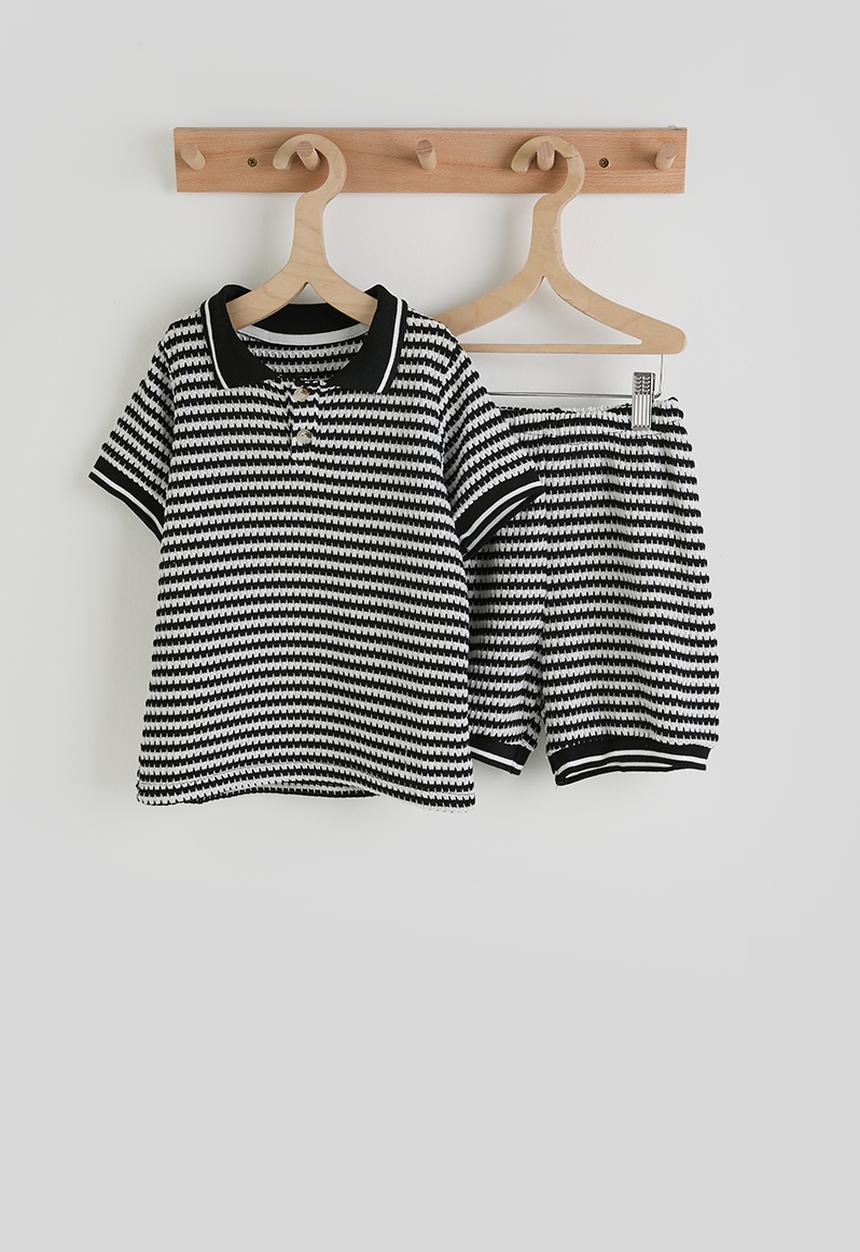 Pop Candy - Striped polo shirt & shorts - black