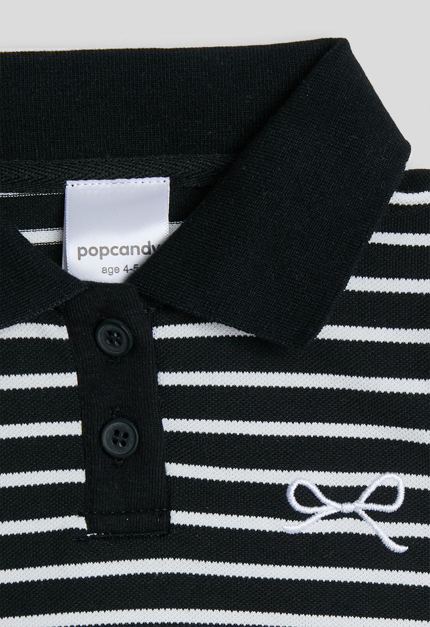Pop Candy - Sleeveless knit henley tee - black stripe