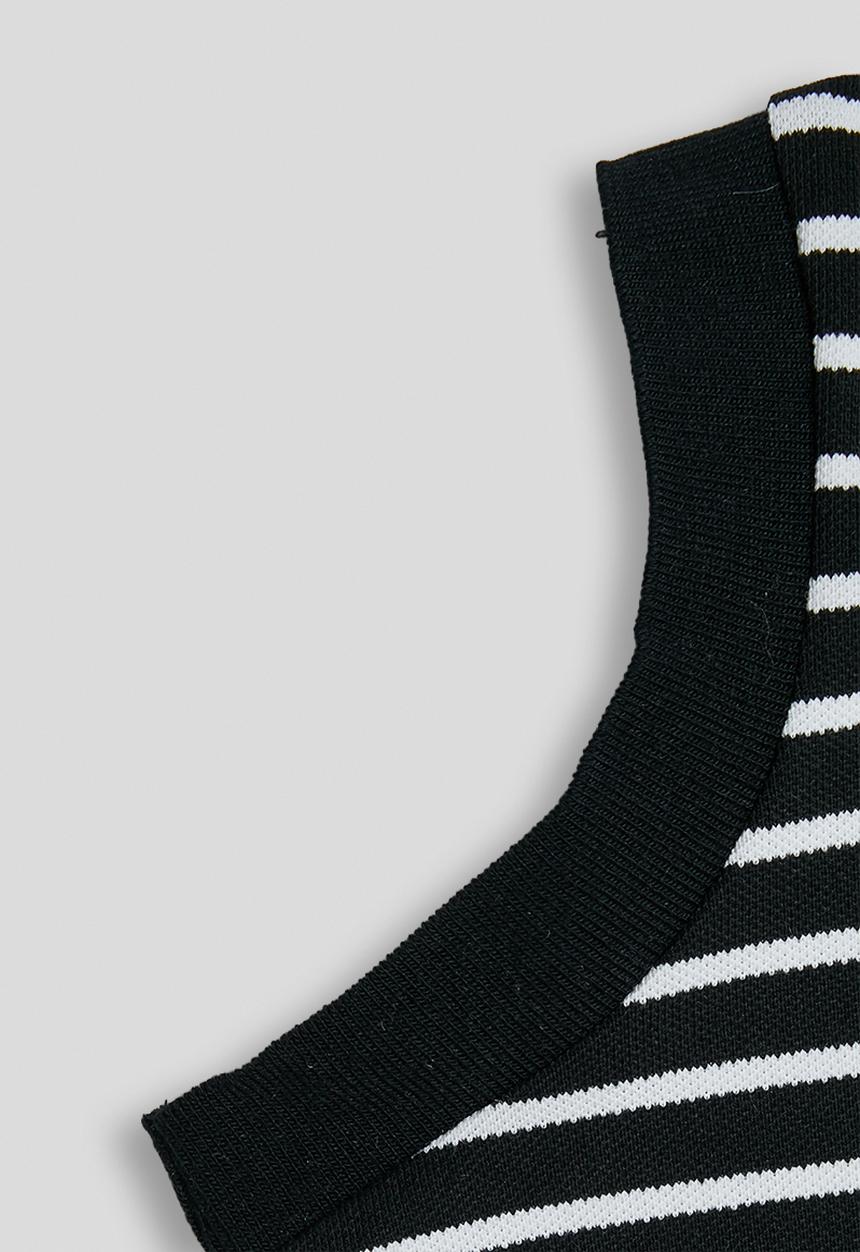 Pop Candy - Sleeveless knit henley tee - black stripe