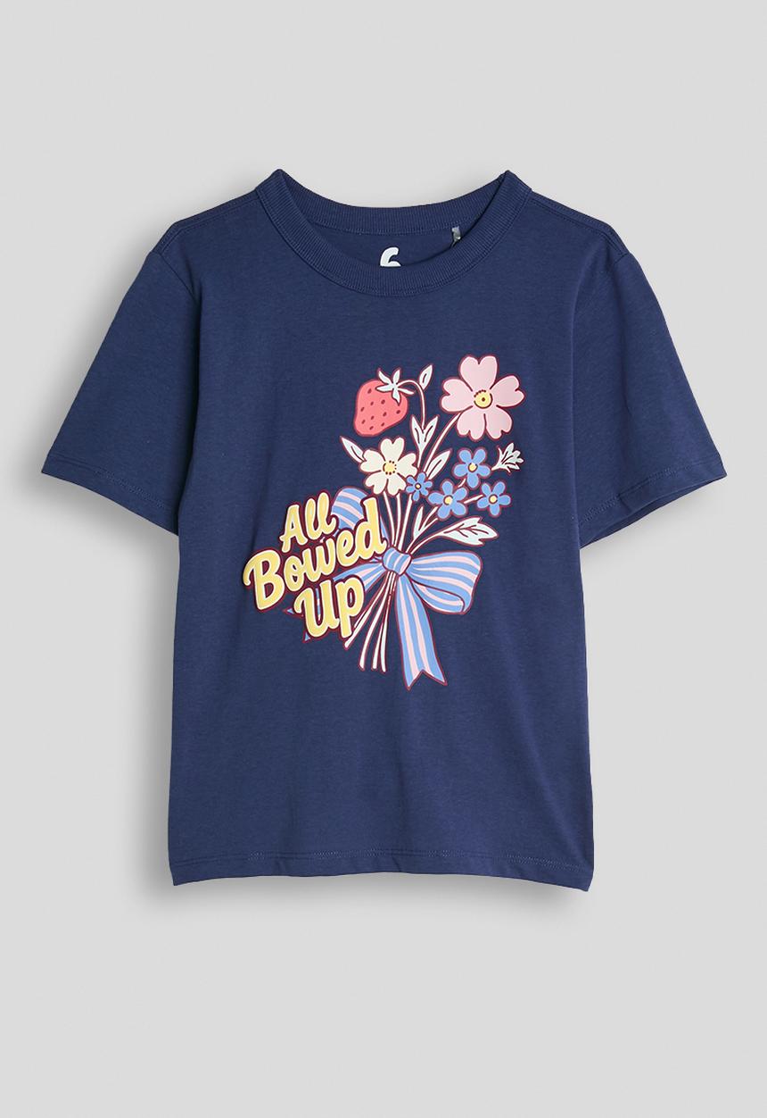 Cotton On - Essential Short Sleeve Graphic Tee - Denim Navy/All Bowed Up