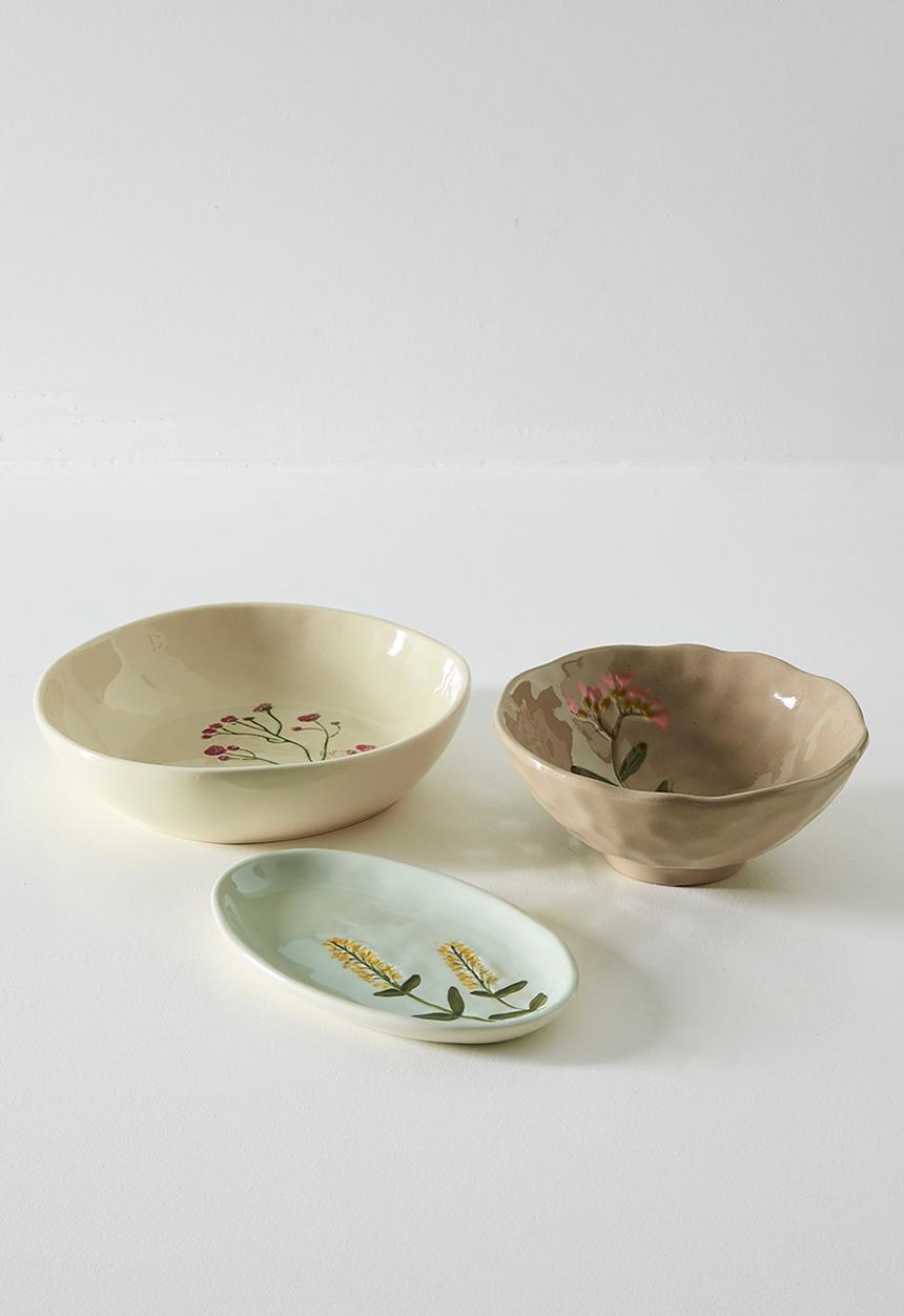 Sixth Floor - Ceramic Flower Serving Plate - Grey