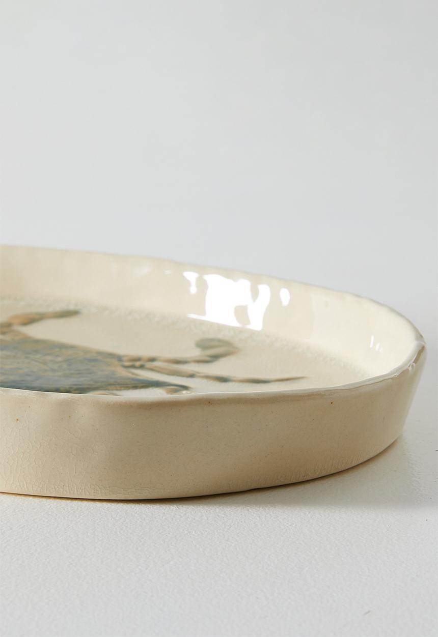 Sixth Floor - Crab Stoneware Serving Plate - Green