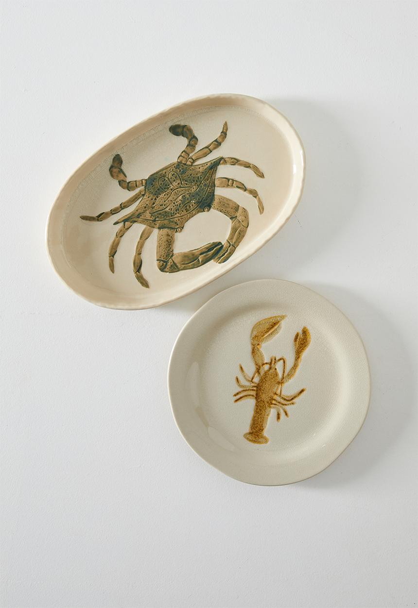 Sixth Floor - Crab Stoneware Serving Plate - Green