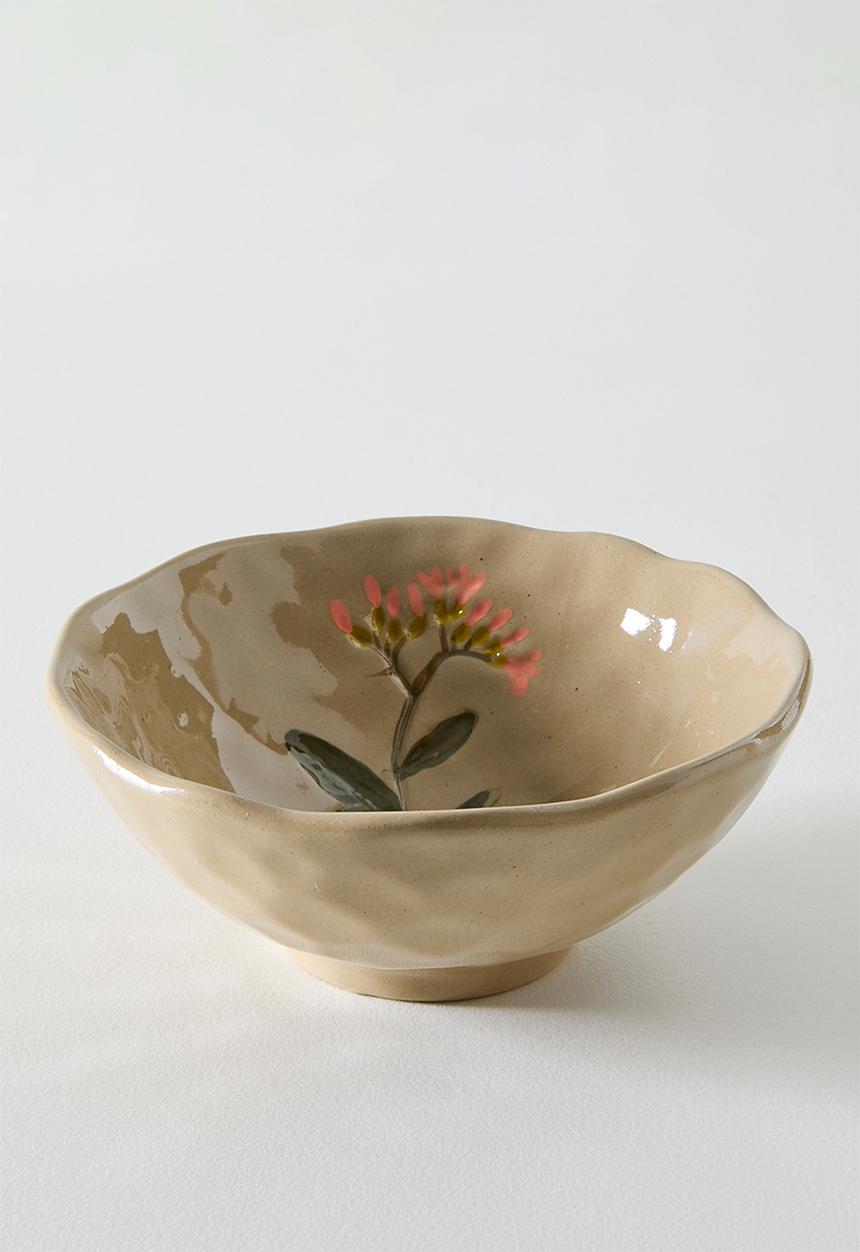 Sixth Floor - Flower Stoneware Bowl - Natural