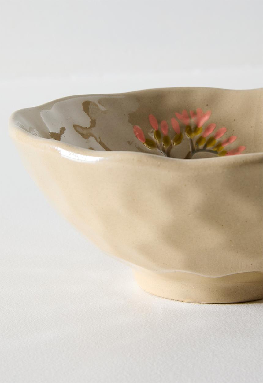 Sixth Floor - Flower Stoneware Bowl - Natural