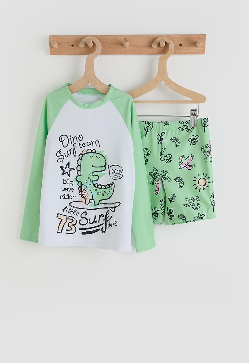 Pop Candy - Rash guard and swim trunks - light lime/aop