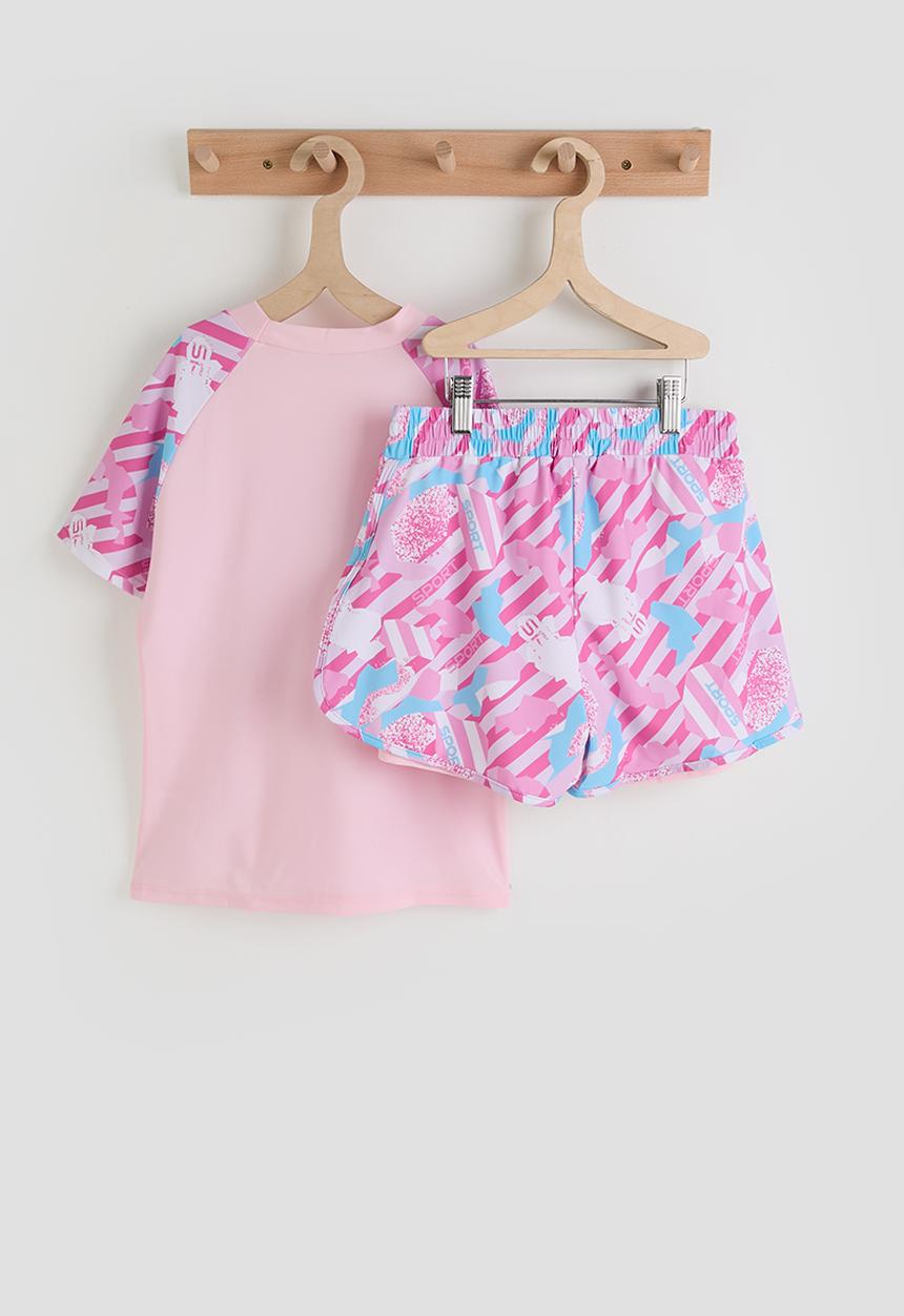 Pop Candy - Rash vest and board shorts -  pink/aop