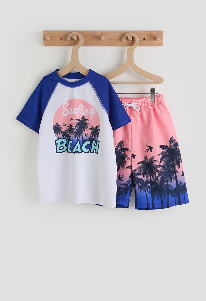 Pop Candy - Rash guard & swim trunks - dk blue / aop