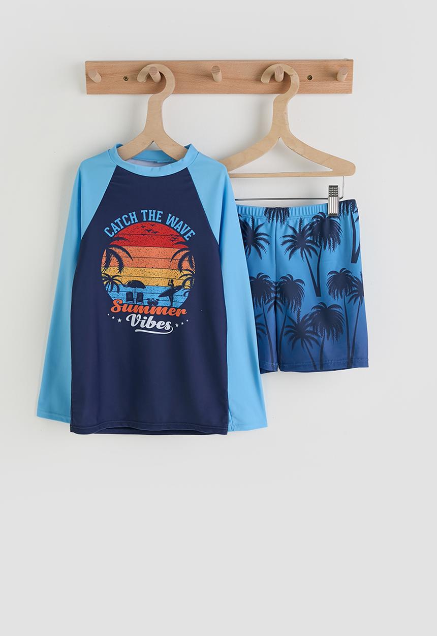 Pop Candy - Rash guard and swim trunks - blue multi/aop