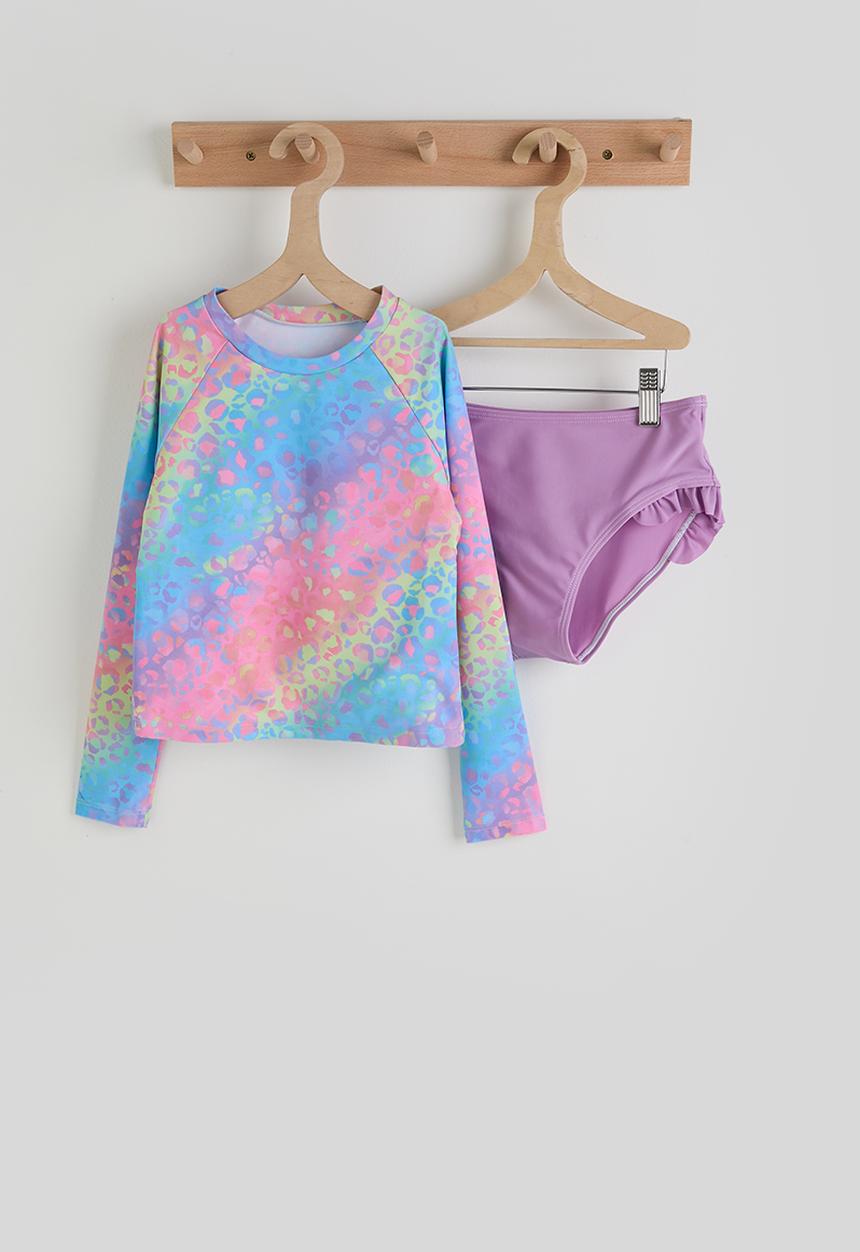 Pop Candy - Rash vest and bikini bottoms - leopard print/light purple