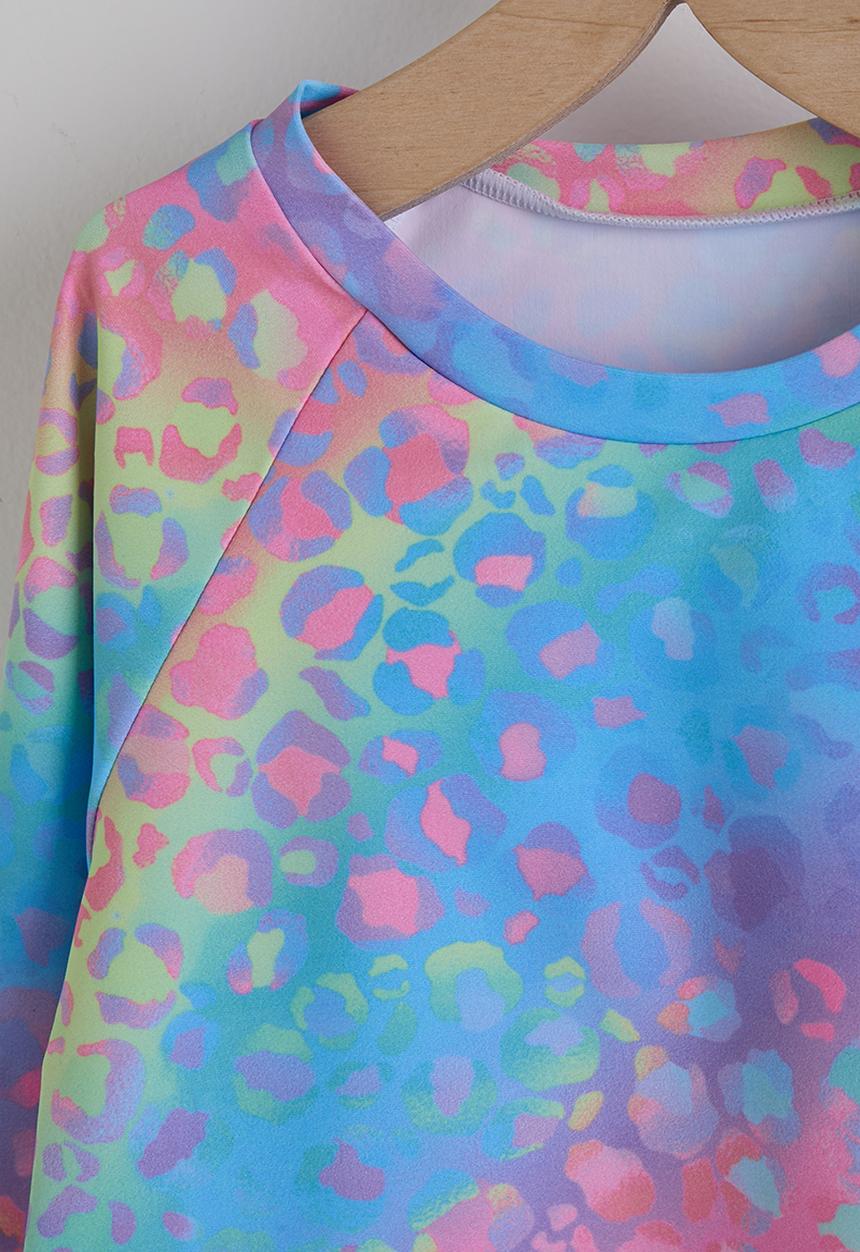 Pop Candy - Rash vest and bikini bottoms - leopard print/light purple