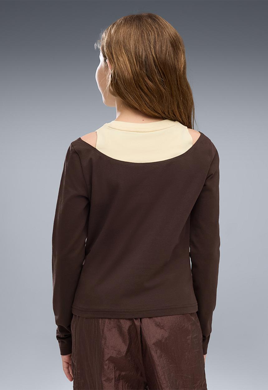 PUMA - Midnight Shadow Slim Layered Longsleeve Tee G - Chocolate Fondue