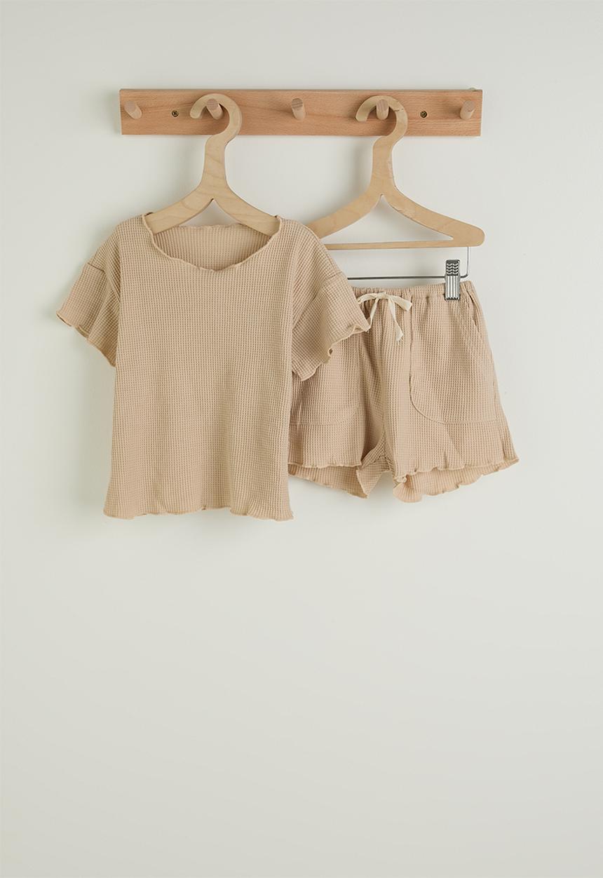 Pop Candy - Tee and shorts - light khaki