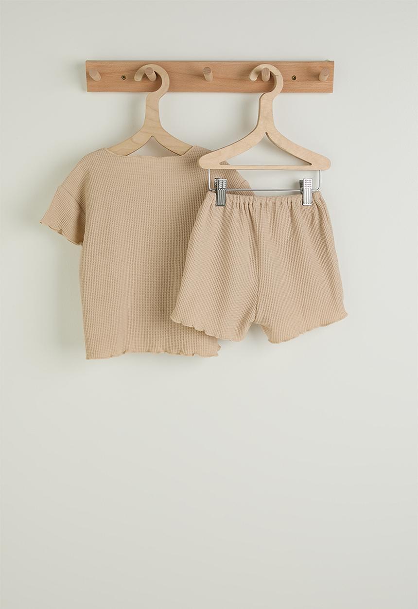 Pop Candy - Tee and shorts - light khaki