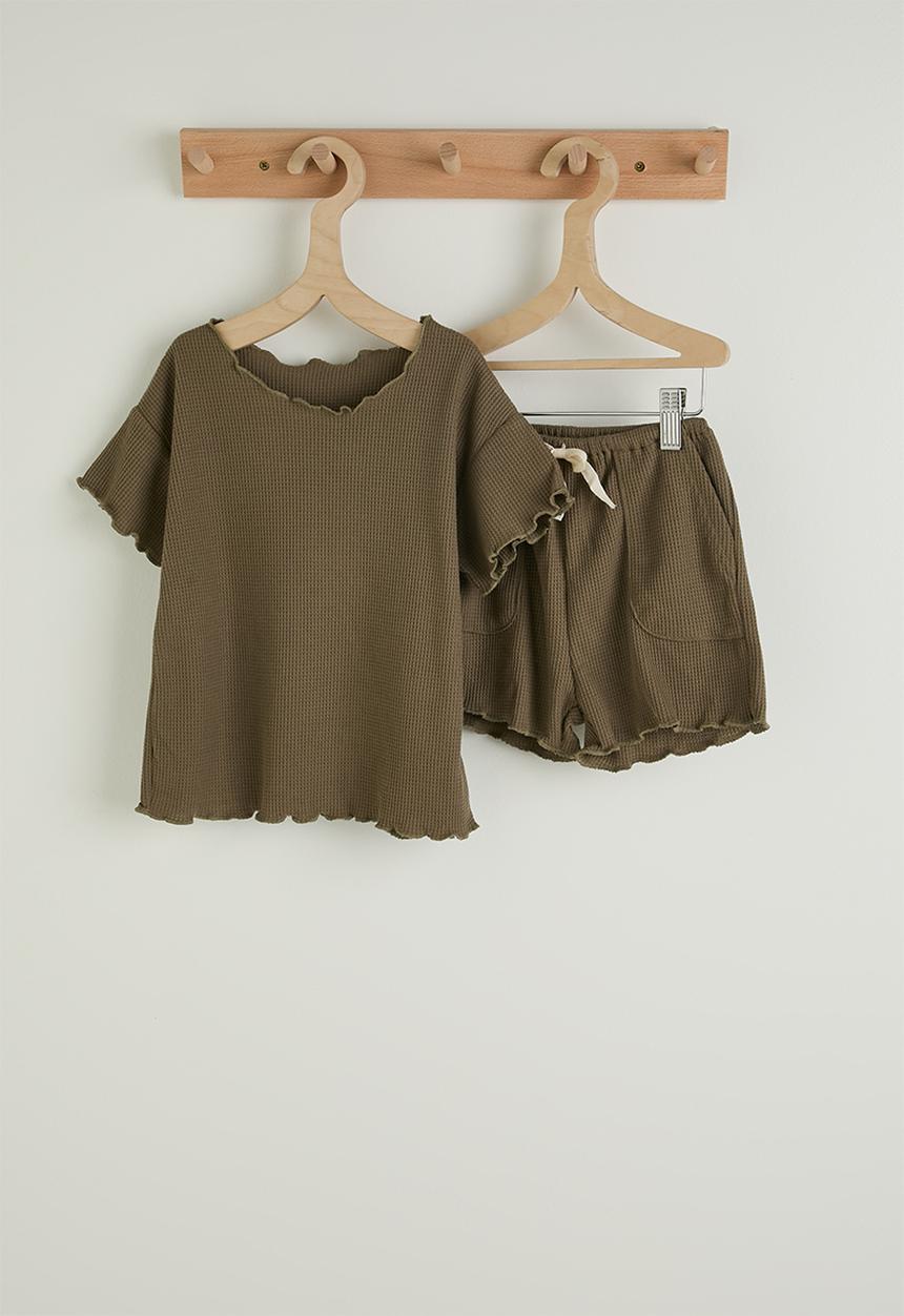 Pop Candy - Tee and shorts - army green