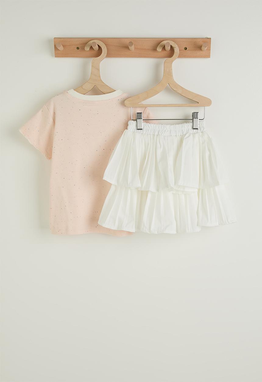 Pop Candy - Tee and skirt - peach and white