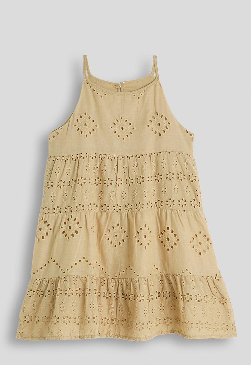 Pop Candy - Tiered eyelet detail dress - beige