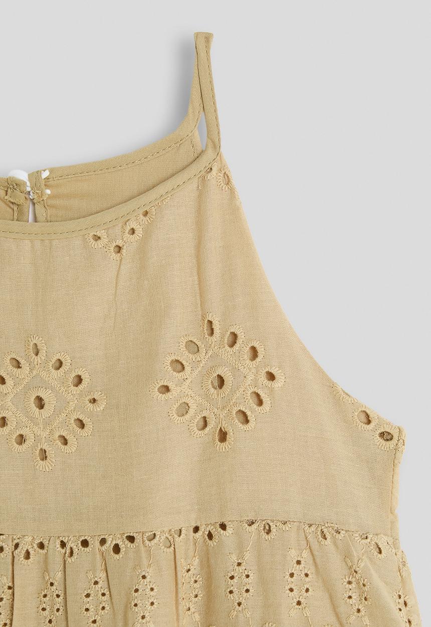 Pop Candy - Tiered eyelet detail dress - beige