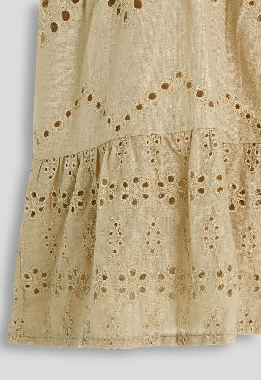 Pop Candy - Tiered eyelet detail dress - beige
