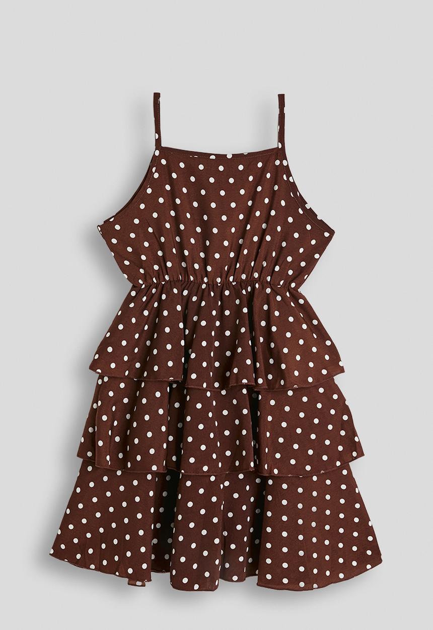 Pop Candy - Tiered polka dot dress - chocolate