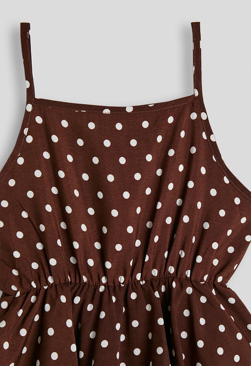 Pop Candy - Tiered polka dot dress - chocolate