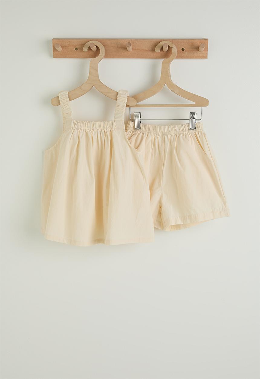 Pop Candy - Square neck blouse & shorts - off white