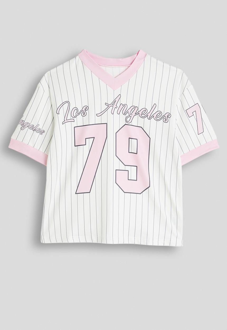 Pop Candy - Sport jersey-style tee - white/pink