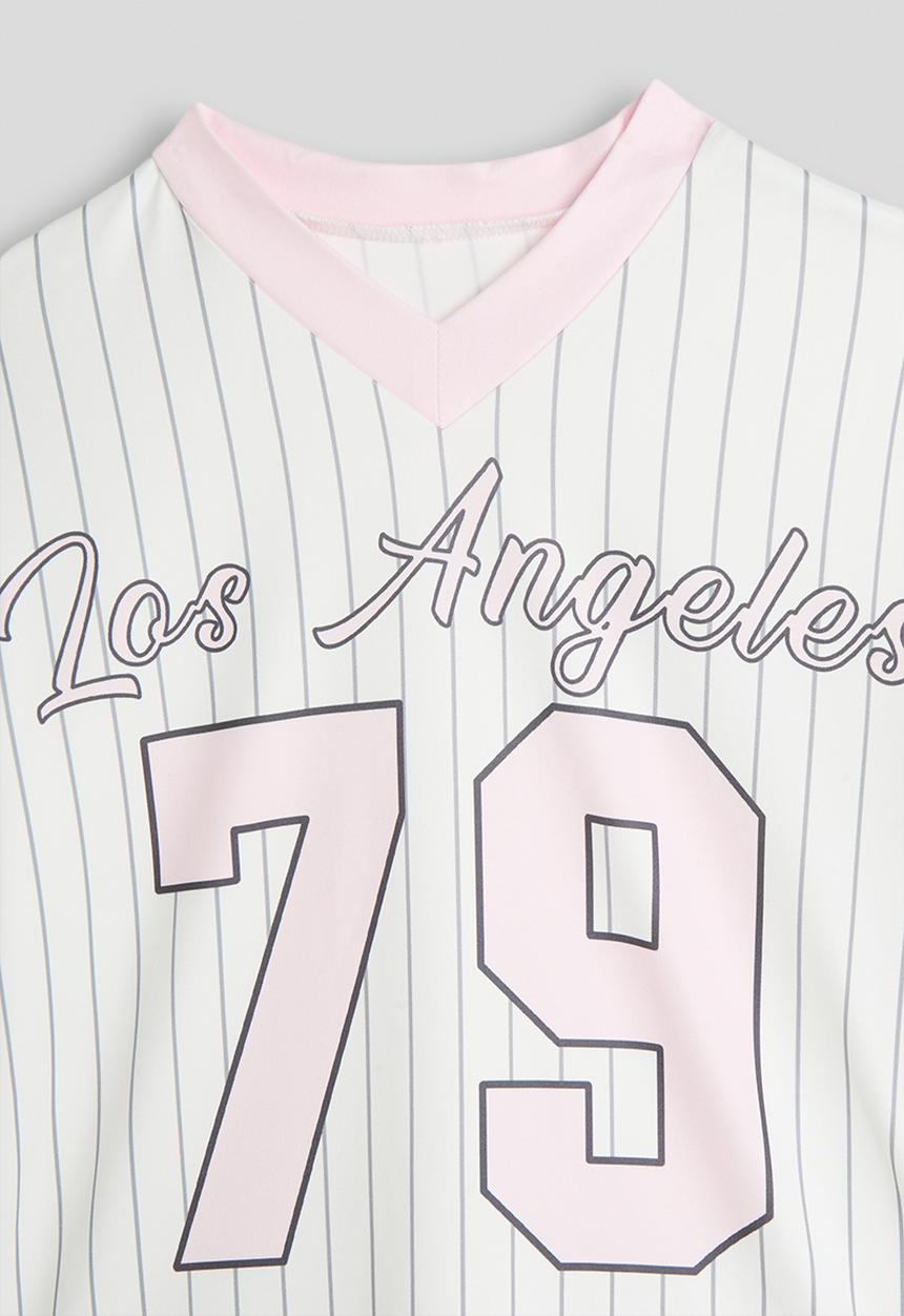 Pop Candy - Sport jersey-style tee - white/pink