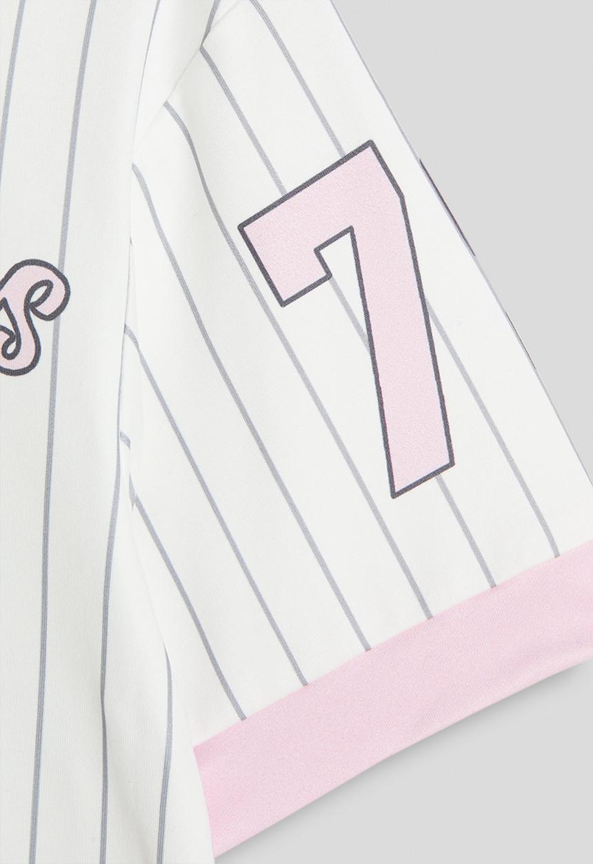 Pop Candy - Sport jersey-style tee - white/pink