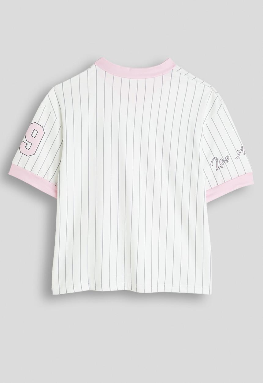 Pop Candy - Sport jersey-style tee - white/pink