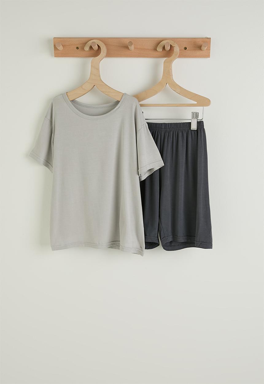 Pop Candy - Tee and shorts - grey/black