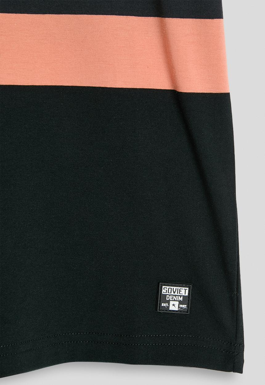 SOVIET - Boys Crew Neck Y/Dye Stripe Tee - Black