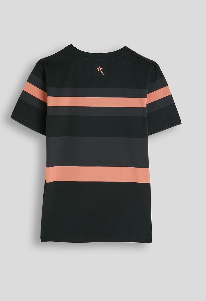 SOVIET - Boys Crew Neck Y/Dye Stripe Tee - Black