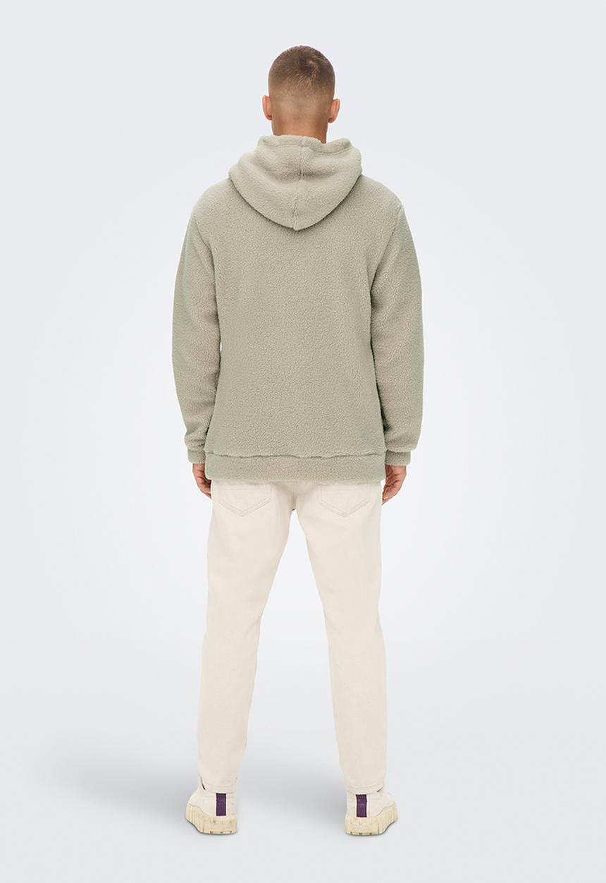 Only & Sons - Onsremy reg teddy hoodie sweat - silver lining