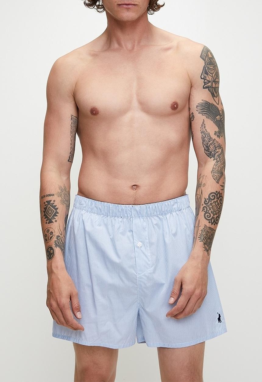 POLO - Stripe Woven Boxer  - Blue