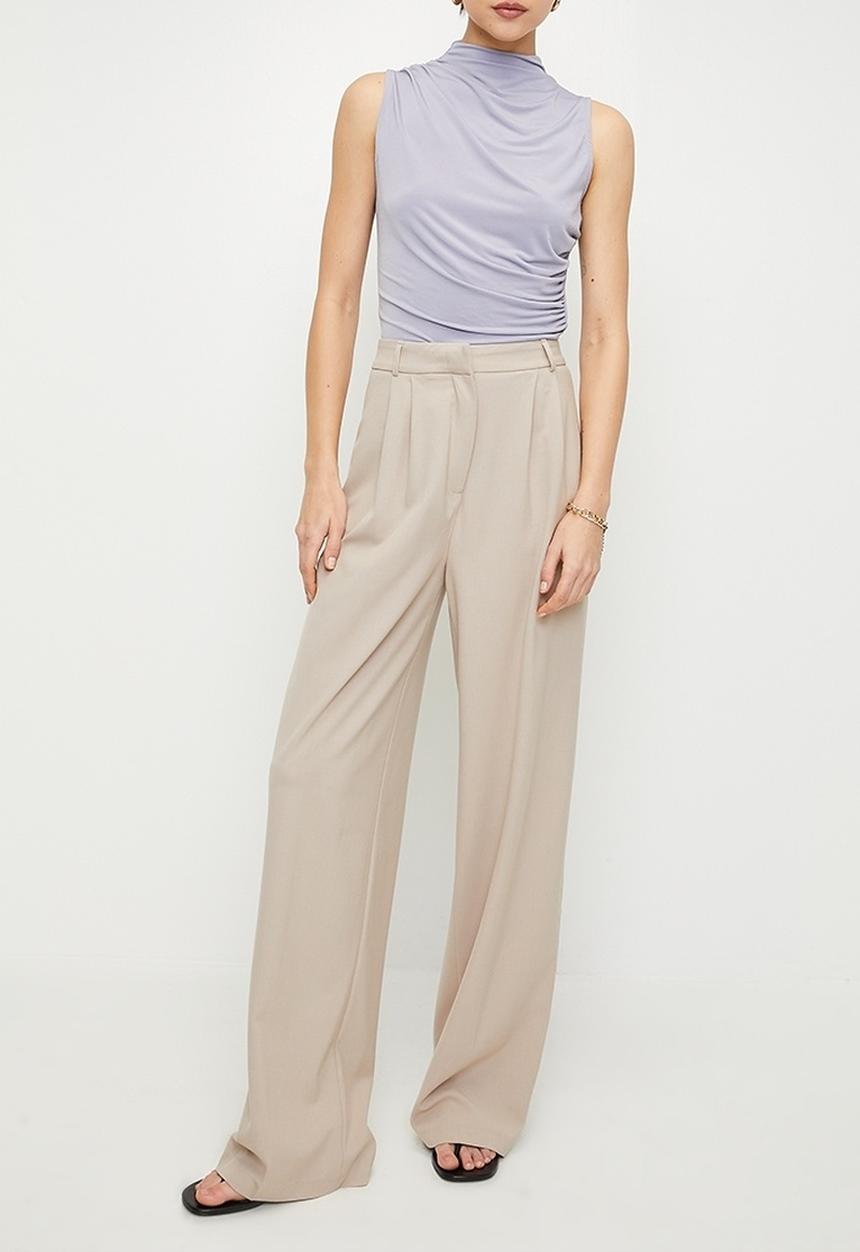 Trendyol - Edition stone wide leg woven trousers  - stone