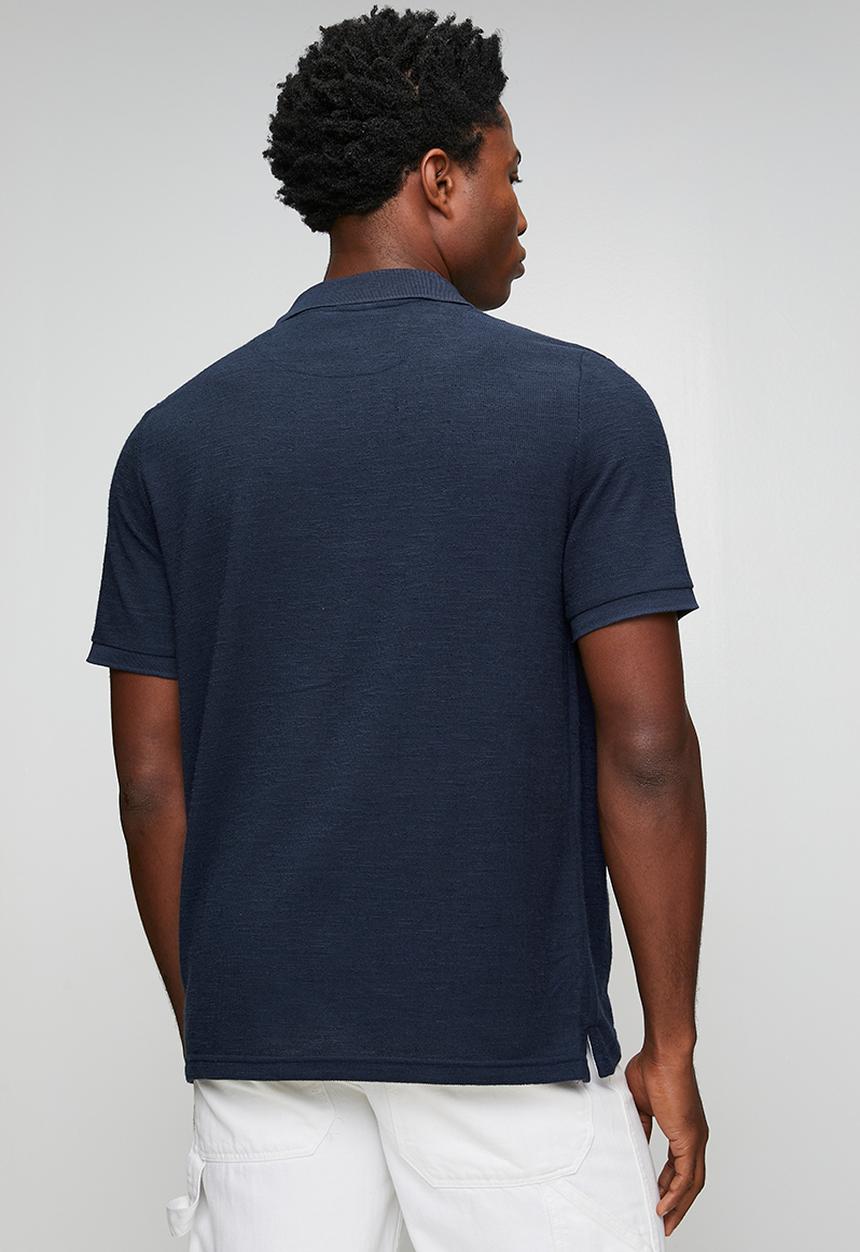 Brave Soul - Mens short sleeved trophy neck polo shirt wystanb - navy