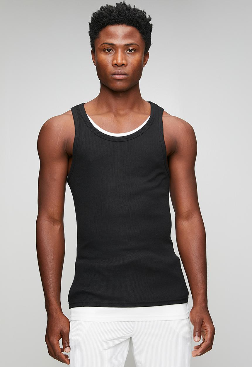 Brave Soul - Mens double layers vest layer - black/white