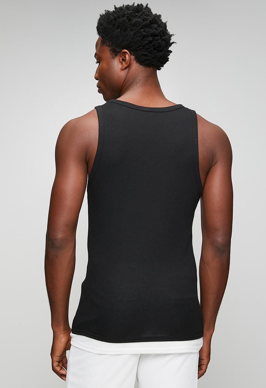 Brave Soul - Mens double layers vest layer - black/white