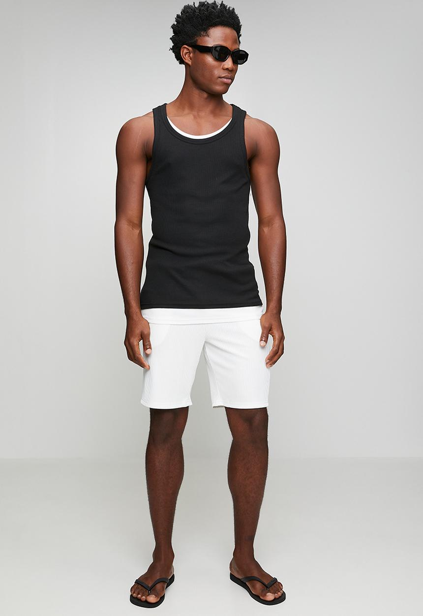 Brave Soul - Mens double layers vest layer - black/white