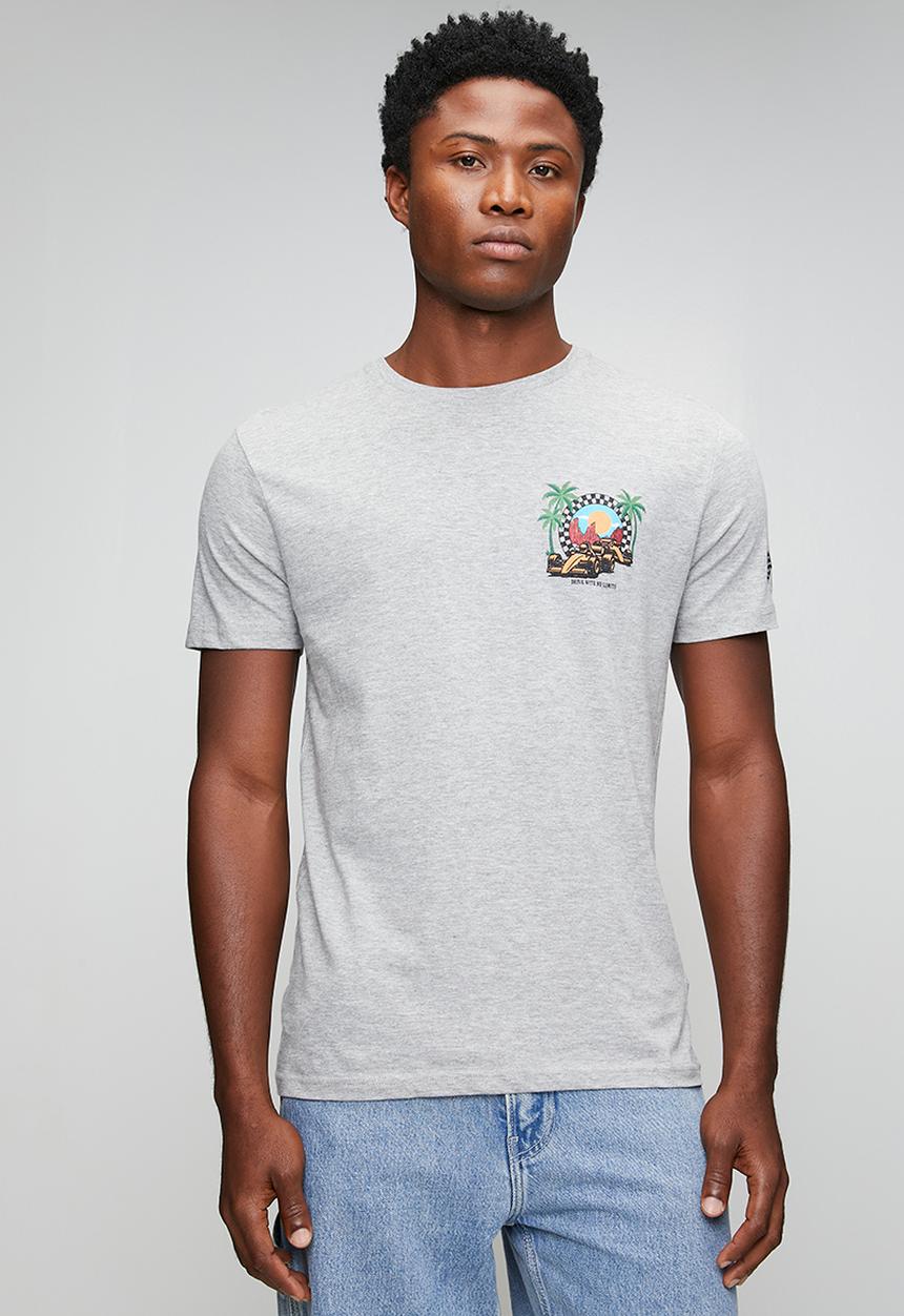 Brave Soul - Crew Neck Tshirt  - Lt Grey Marl