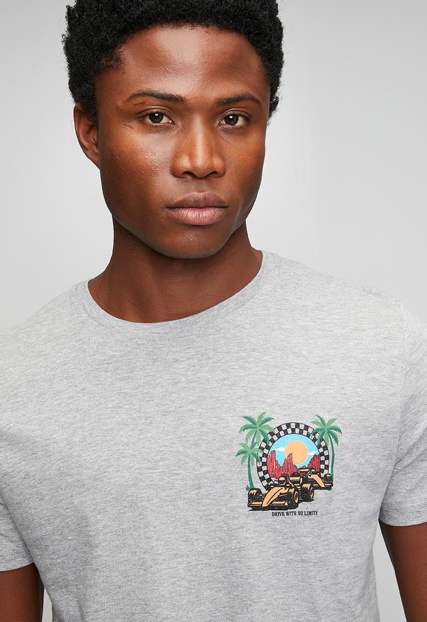 Brave Soul - Crew Neck Tshirt  - Lt Grey Marl
