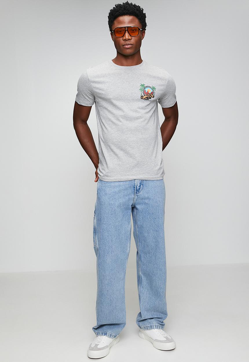 Brave Soul - Crew Neck Tshirt  - Lt Grey Marl