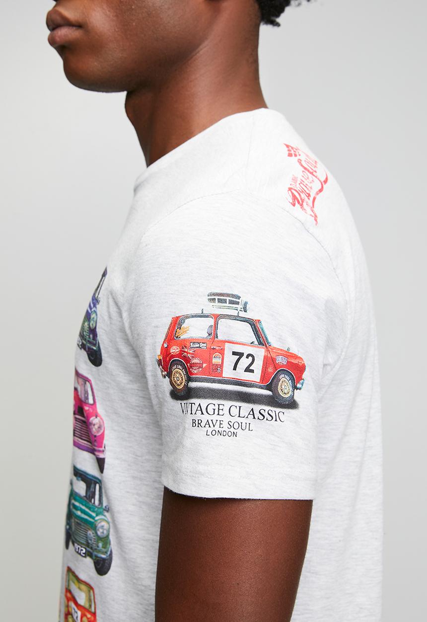 Brave Soul - Mts-149klatten - ecru marl  / multi-colour print