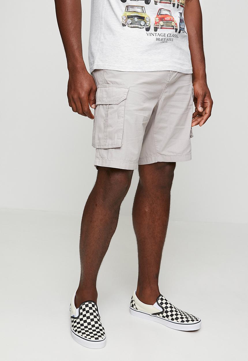 Brave Soul - Island Cotton Canvas Short - Light Grey