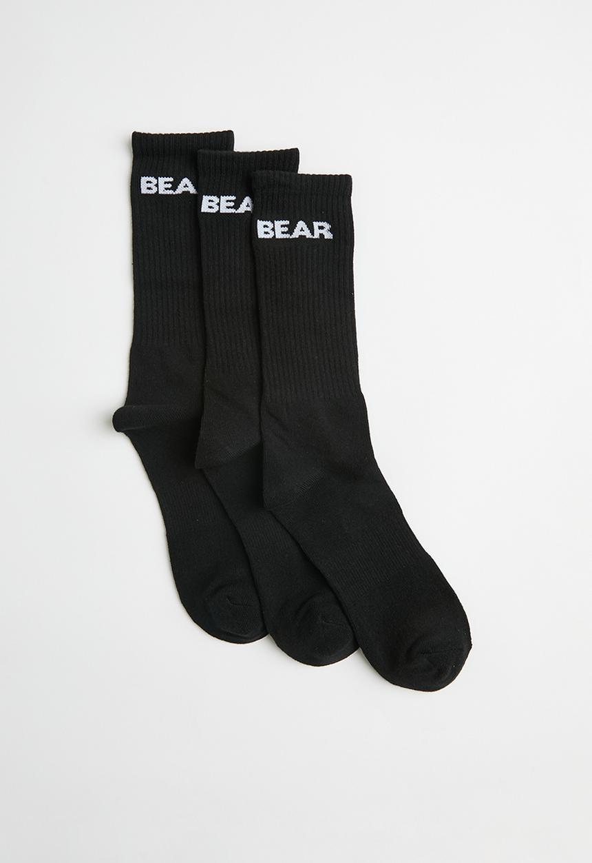 Bear - 3 Pack crew sock - black