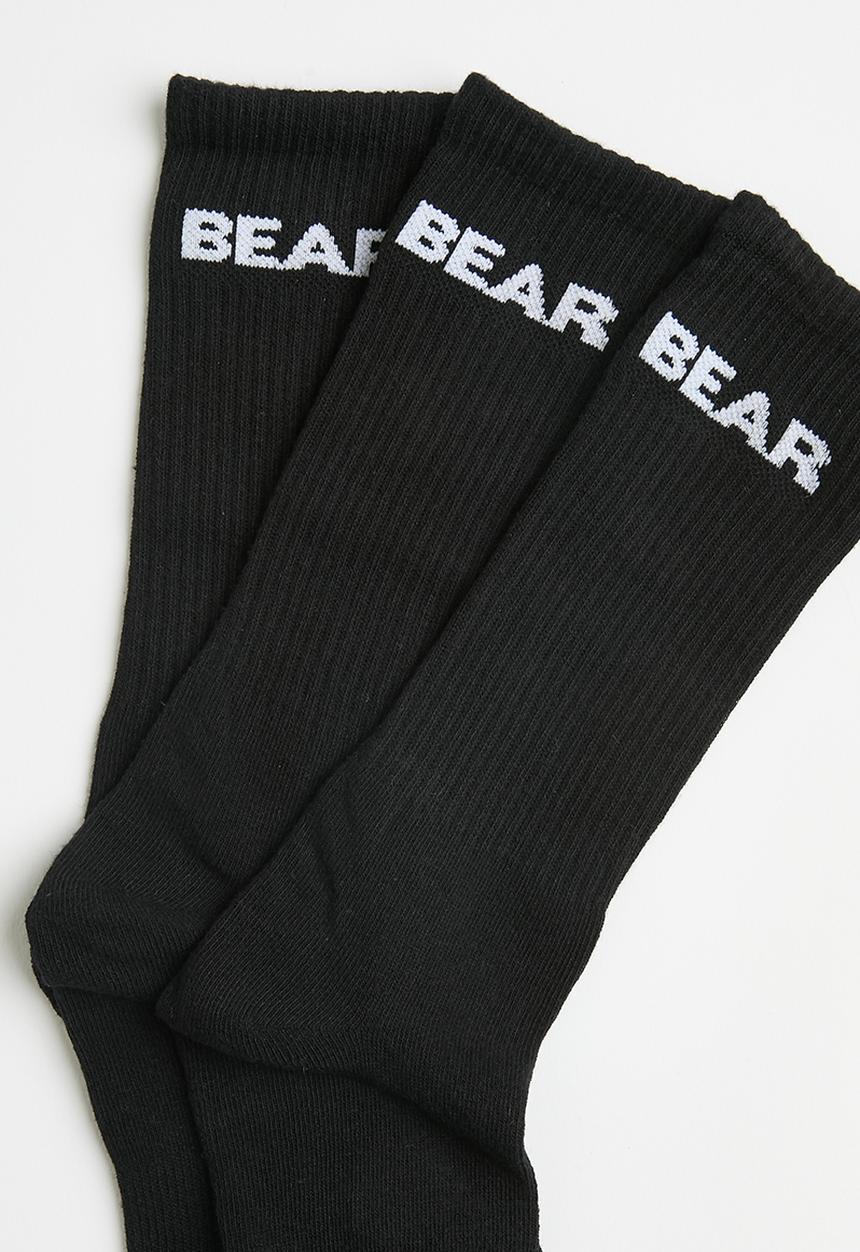 Bear - 3 Pack crew sock - black