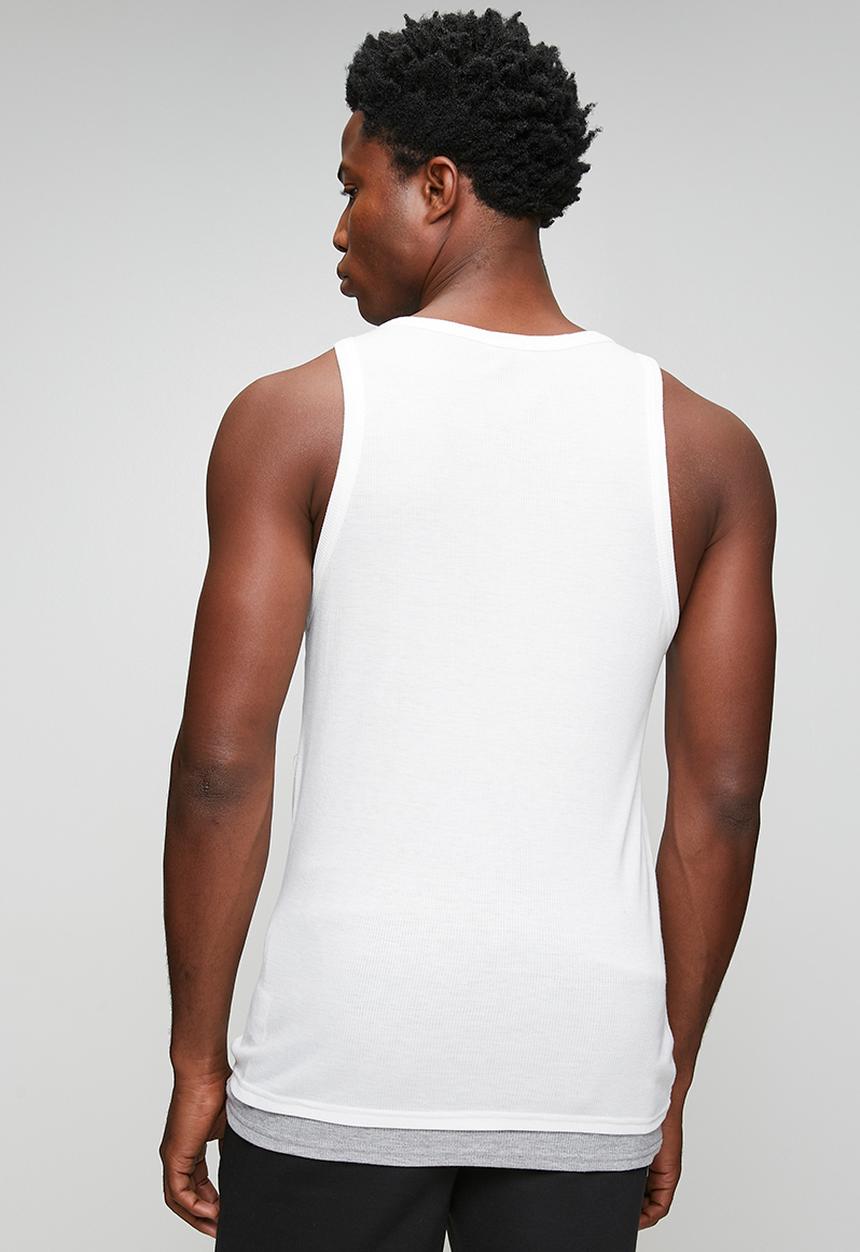 Brave Soul - Double Layer Vest - White / Light Grey
