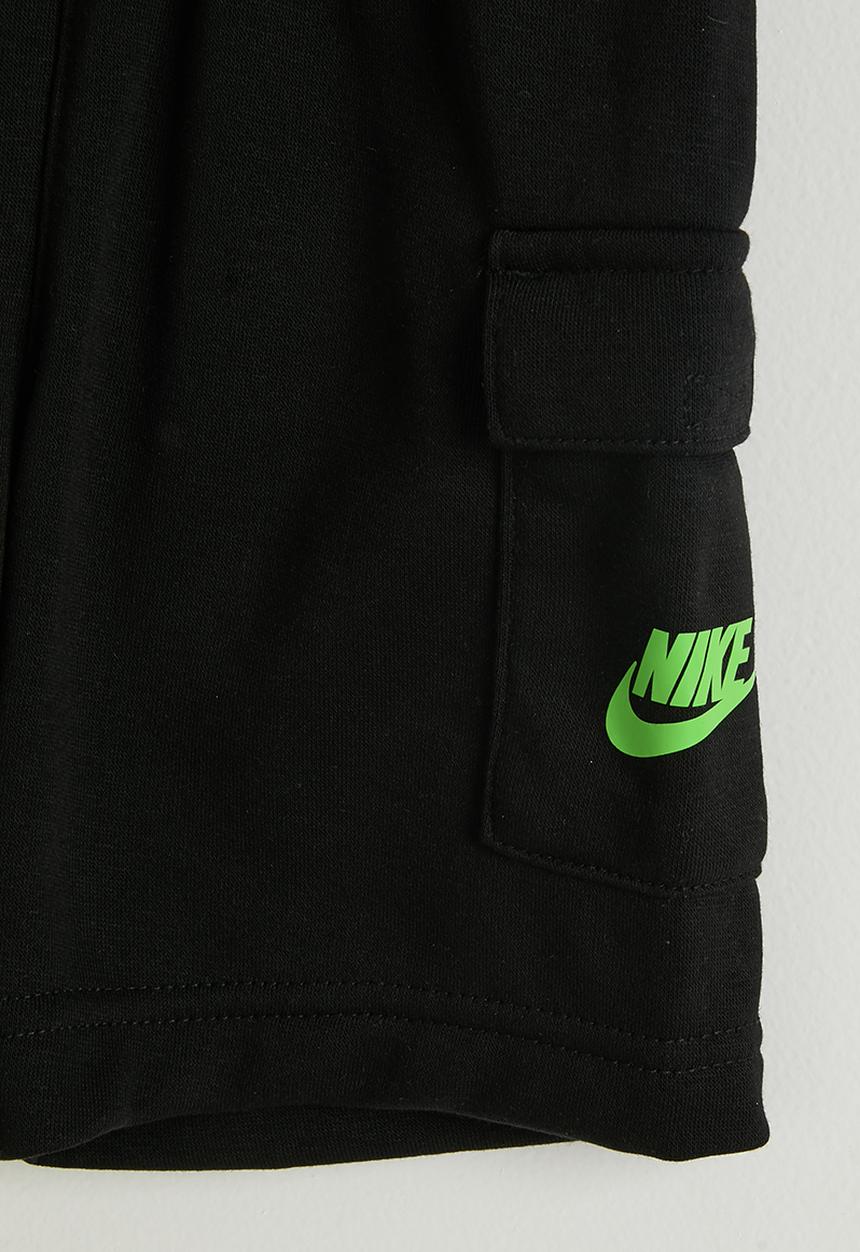 Nike - Nkb B Nsw Hbr Cargo Short Set - Black/ Lt Liquid Lime